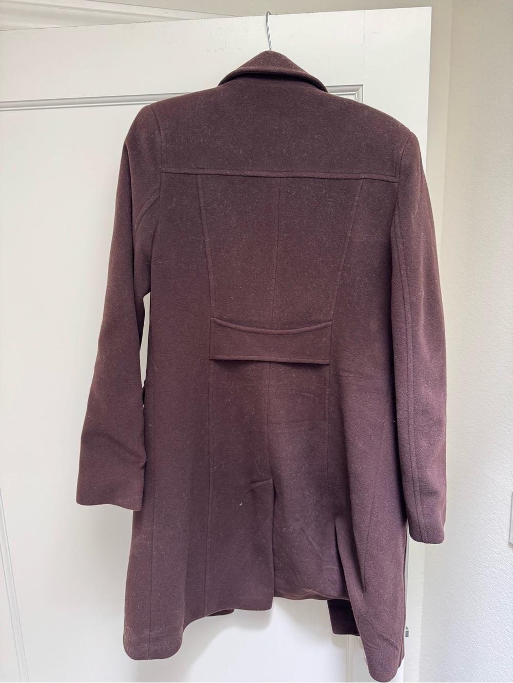 Via Spiga Chocolate Brown Wool Pea Coat - Picture 8 of 8